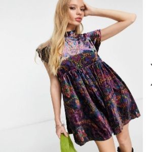 Free people colorful velvet mini dress